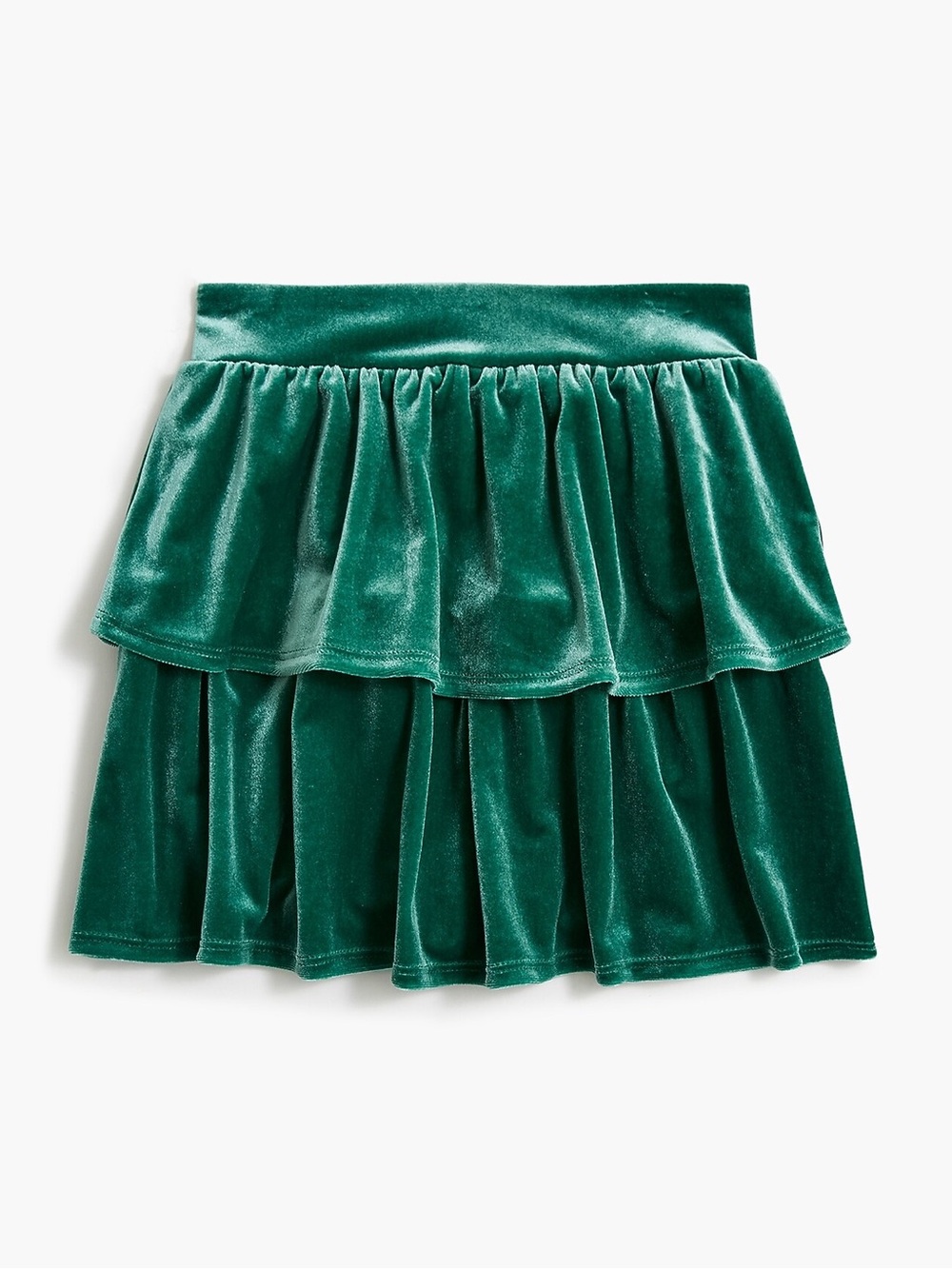 Crewcuts 8 Girls Velvet Tiered Skirt Green Ruffle Holiday Party Preppy